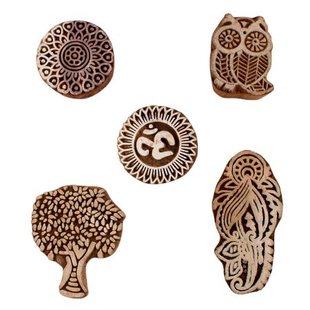 Set of 5 Piece New Mix Wooden Printing Blocks